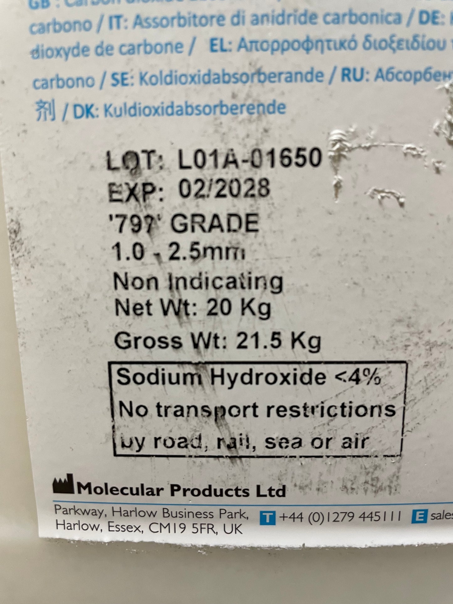 Sofnolime 797 CO2 Absorbent 8-12 Mesh Granules, Non-Indicating {44 lb | 20 kg} Keg